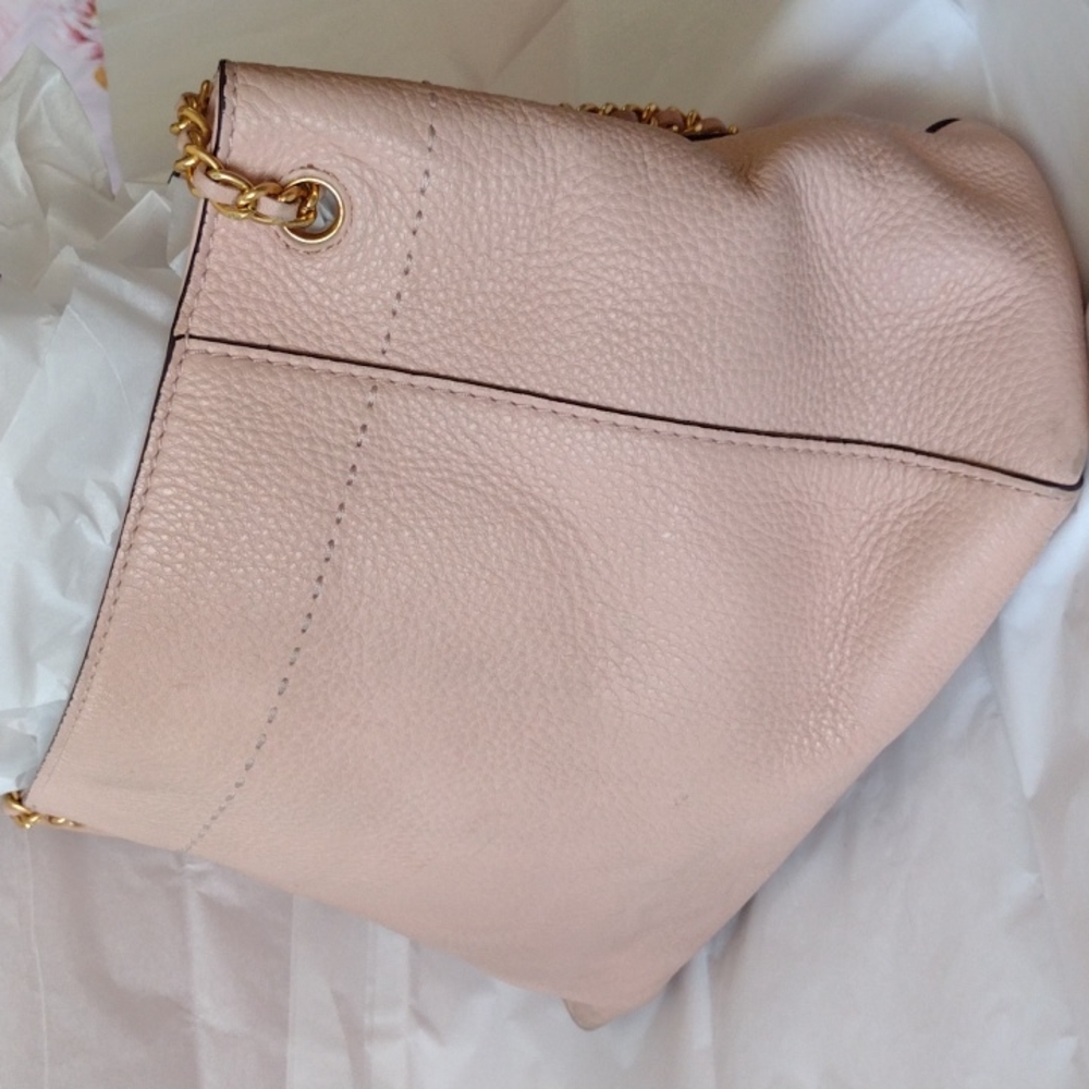 Tory Burch Vintage Salmon 🛍️ Gold 🪙 HW Braids Pebbled Leather Tote - Picture 12 of 16